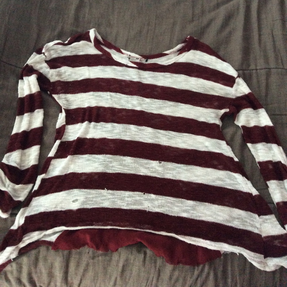 💋Cute Maroon and White See-through top💋